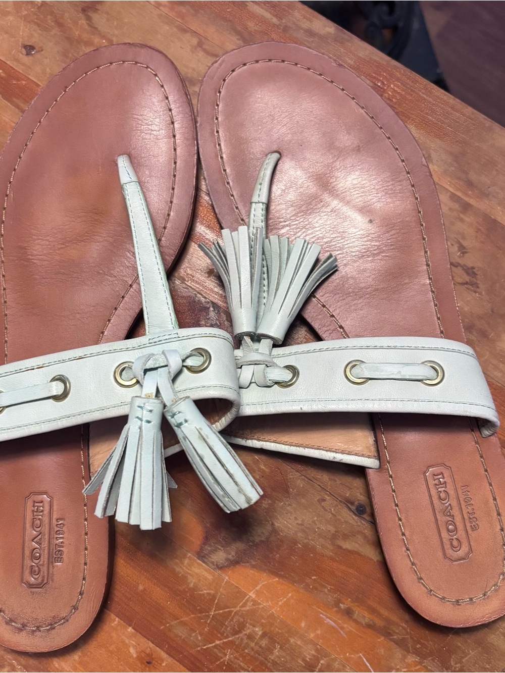 Coach Brown Leather Sandals with Tassels